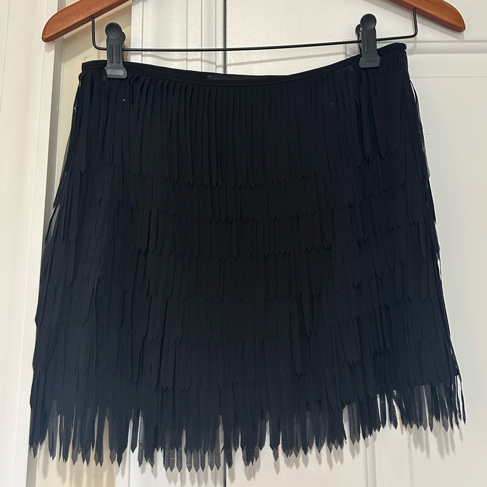 Signature8 Black Fringed Mini Skirt Cocktail